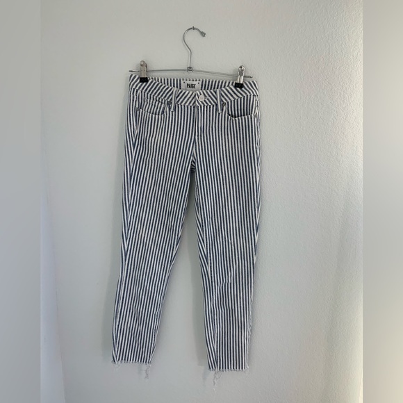 PAIGE Verdugo Crop Stripe Denim Jeans Women’s 26 - Picture 5 of 10